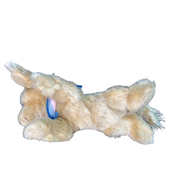 Little Brownie Plush Dog Toy With Blue Bandana 13" Beige Fluffy Stuffed Animal - Picture 4 of 9